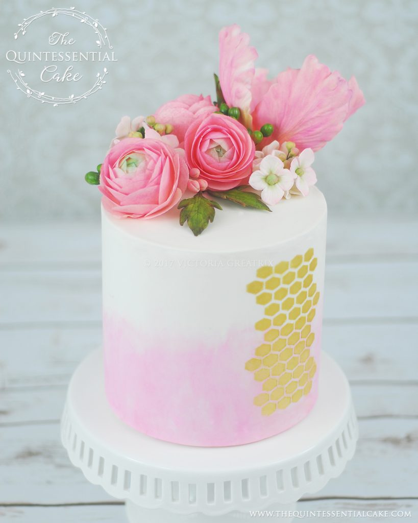 Watercolor & Honeycomb Cake | The Quintessential Cake | Chicago | Custom Cakes