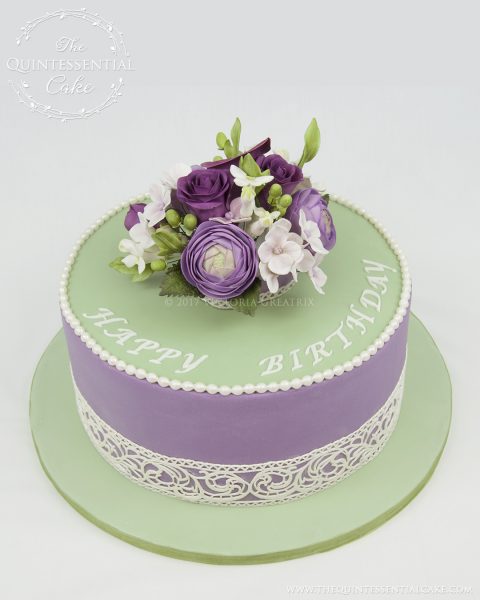 Lilac & Green Floral Cake | The Quintessential Cake | Chicago | Custom Cakes