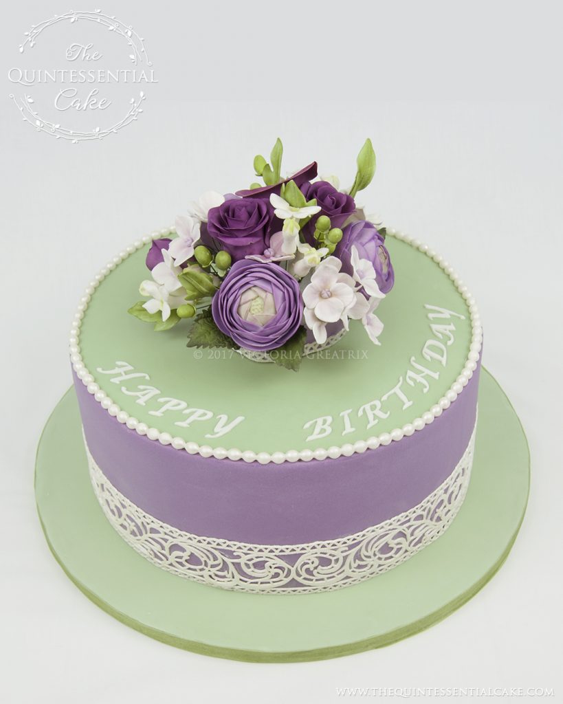 Lilac & Green Floral Cake | The Quintessential Cake | Chicago | Custom Cakes