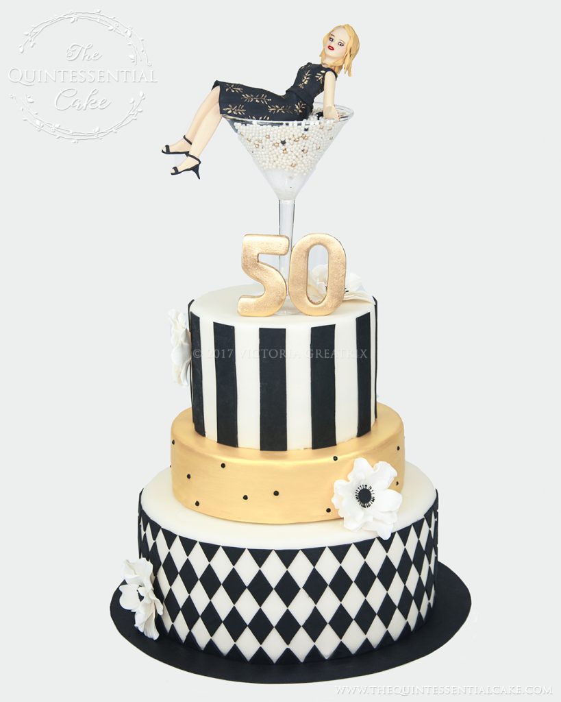 Martini Girl 50 Birthday Cake | The Quintessential Cake | Chicago | Custom Cakes