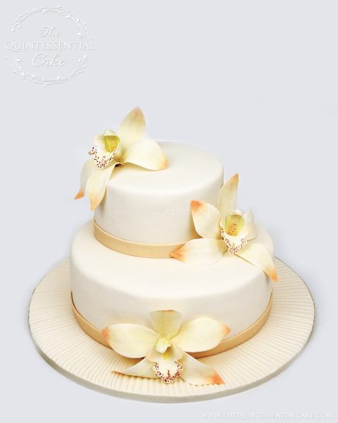 Small Wedding Cake with Sugar Orchids | The Quintessential Cake | Chicago | Custom Cakes