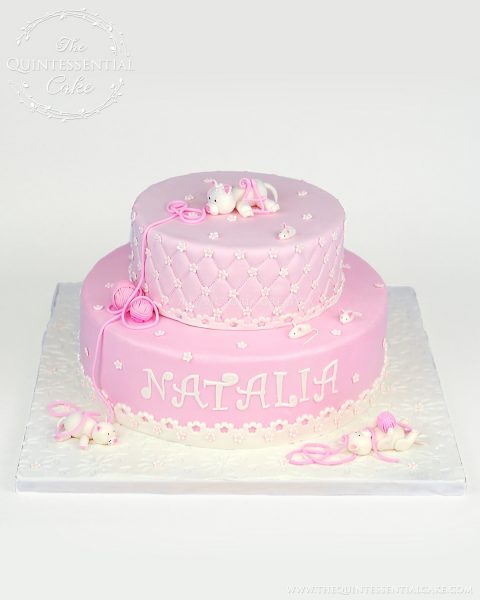 Pink Kitten & Yarn Cake | The Quintessential Cake | Chicago | Custom Cakes