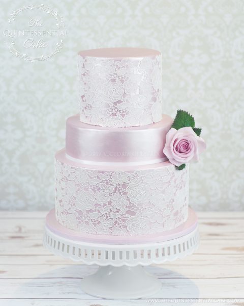 Pink Lace Wedding Cake | The Quintessential Cake | Chicago | Luxury Wedding Cakes