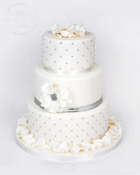 Silver Dragee Wedding Cake | The Quintessential Cake | Chicago | Luxury Wedding Cakes