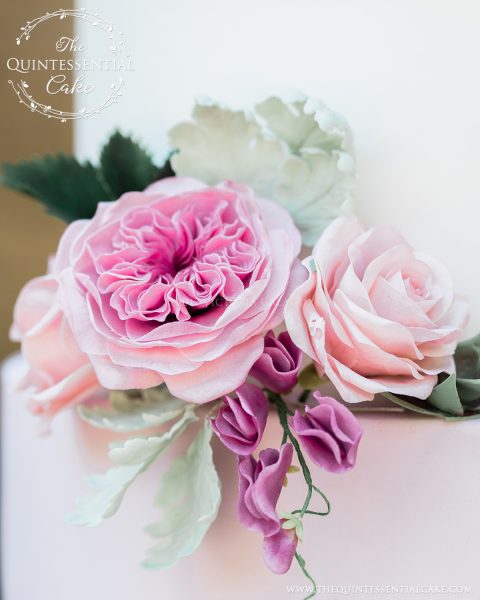 Wedding Cake with Sugar Flowers | The Quintessential Cake | Chicago | Luxury Wedding Cakes | Winnetka Community House