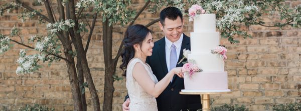 Bride & Groom Cake Cutting | The Quintessential Cake | Chicago | Luxury Wedding Cakes | Winnetka Community House