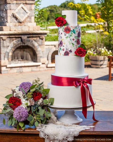 Rose Watercolor Wedding Cake | The Quintessential Cake | Chicago | Luxury Wedding Cakes | Abbey Farms
