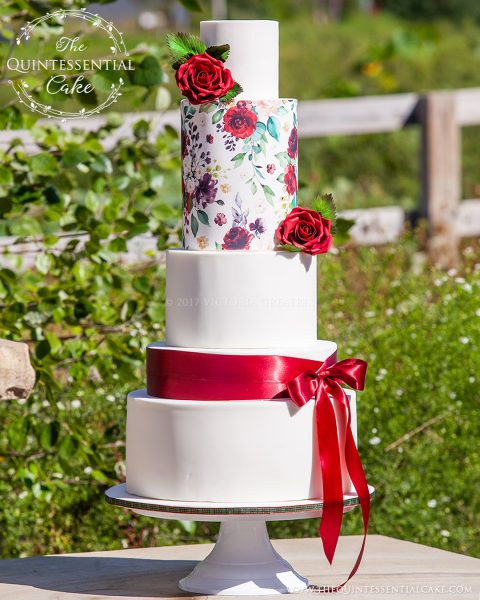 Rose Watercolor Wedding Cake | The Quintessential Cake | Chicago | Luxury Wedding Cakes | Abbey Farms