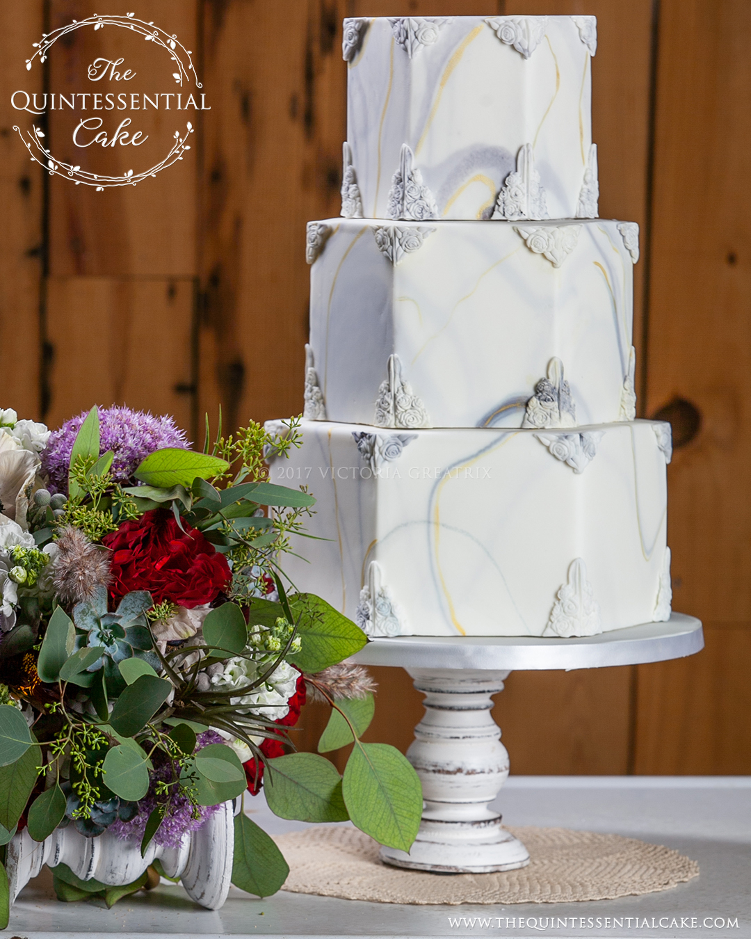 Hexagonal Marble Cake | The Quintessential Cake | Chicago | Luxury Wedding Cakes | Abbey Farms