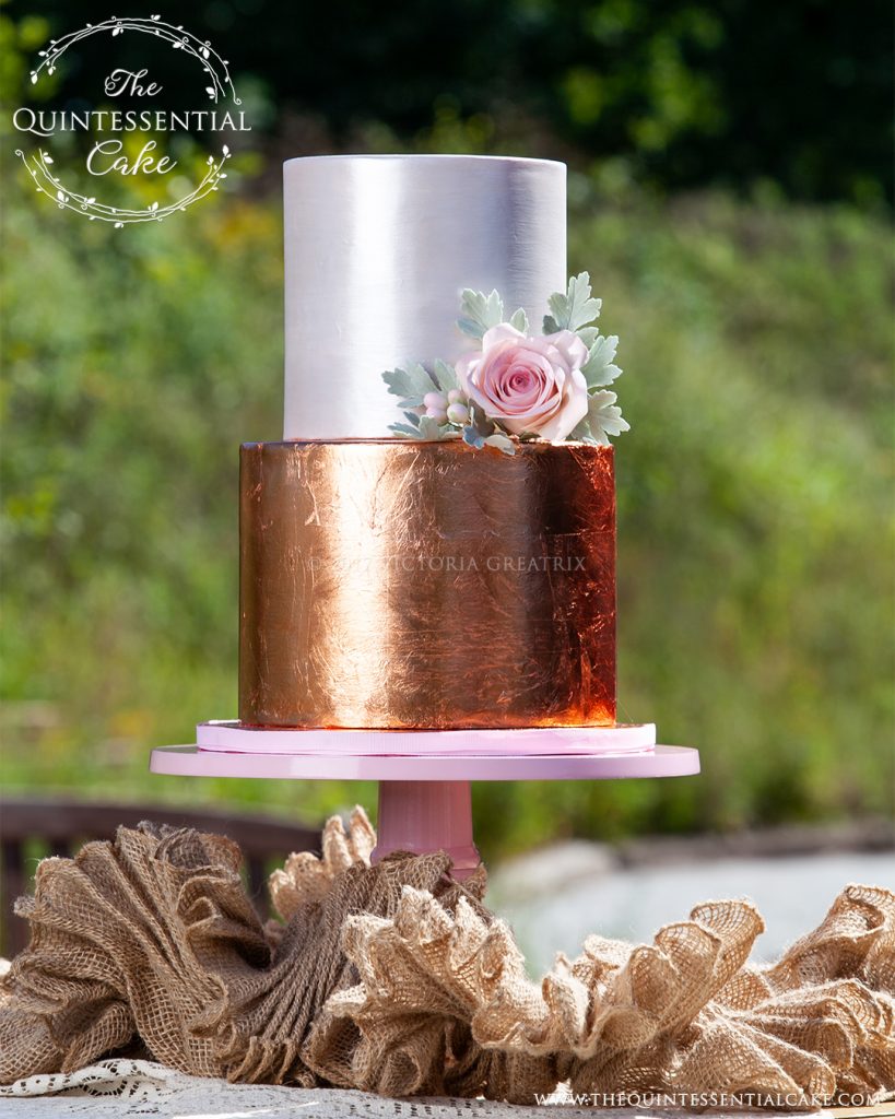 Rose Gold Cutting Cake | The Quintessential Cake | Chicago | Luxury Wedding Cakes | Abbey Farms