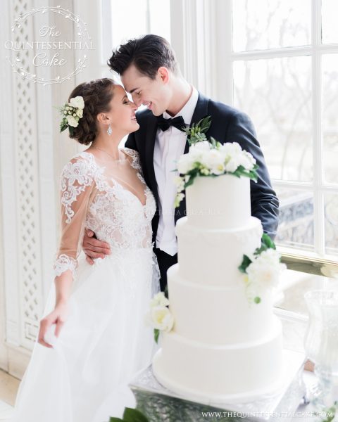 Bride & Groom with Cake | The Quintessential Cake | Chicago | Luxury Wedding Cakes | The Armour House