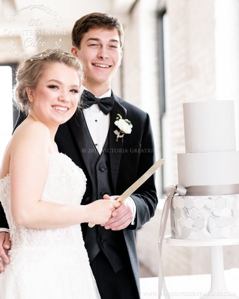 Modern Grey Wedding Cake with Marble Tiling | The Quintessential Cake | Chicago | Luxury Wedding Cakes | Company 251