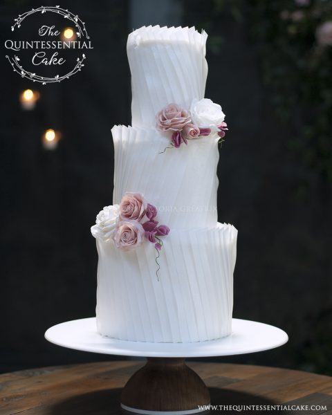 Light and Airy Ruffles with Sugar Roses | The Quintessential Cake | Chicago | Luxury Wedding Cakes | Fairlie Chicago