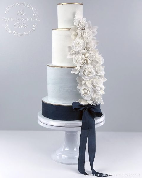 Blue Marble & Sugar Roses | The Quintessential Cake | Chicago | Luxury Wedding Cakes | Gallery 1500