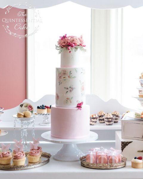 Bridal Shower Tea Party & Dessert Table | The Quintessential Cake | Chicago | Luxury Wedding Cakes | Evanston Golf Club