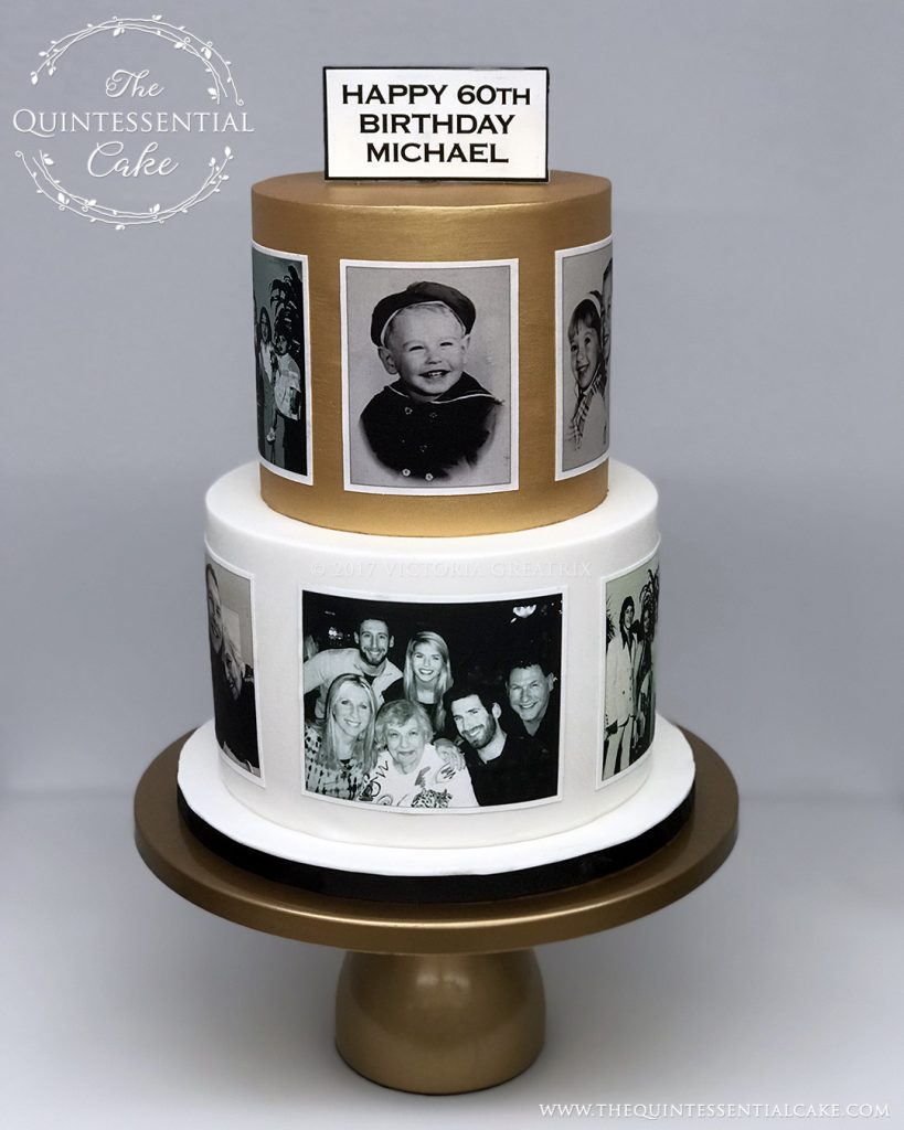 TQC 60th Birthday Photo Cake | The Quintessential Cake | Gibson's Steakhouse | Oak Brook | Chicago | Custom Cakes