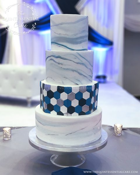 TQC Blue Marble & Tile Wedding Cake | The Quintessential Cake | Chicago | Luxury Wedding Cakes | Ashton Place