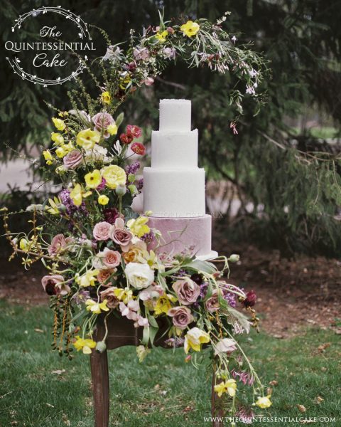 TQC Velvet and Wafer Paper Cake | The Quintessential Cake | Chicago | Luxury Wedding Cakes | Cantigny Gardens