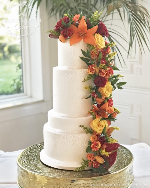 TQC Wedding Cake with Fresh Flowers | The Quintessential Cake | Chicago | Luxury Wedding Cakes | The Haley Mansion | Joliet