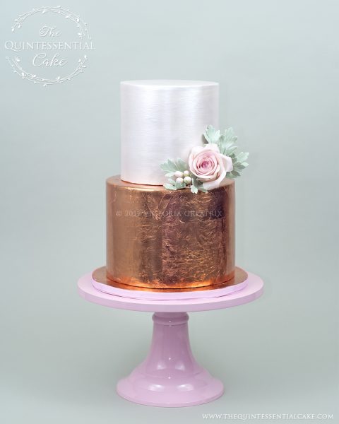 Rose Gold Cutting Cake | The Quintessential Cake | Chicago | Luxury Wedding Cakes | Abbey Farms