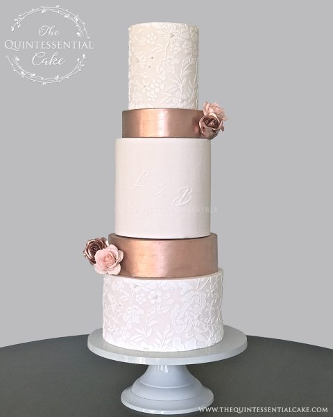 TQC Peach & Copper Wedding Cake | The Quintessential Cake | Luxury Wedding Cakes | Chicago | Hotel Baker | St Charles