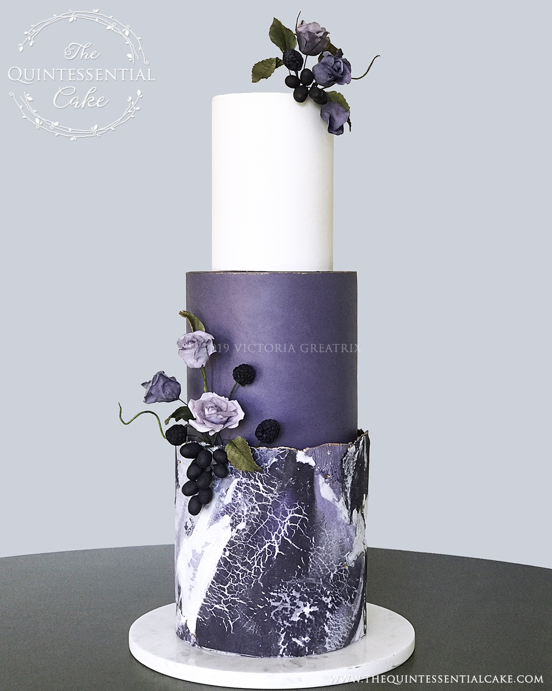 TQC Purple Stone Wedding Cake | The Quintessential Cake | Luxury Wedding Cakes | Chicago | Hotel Baker | St Charles