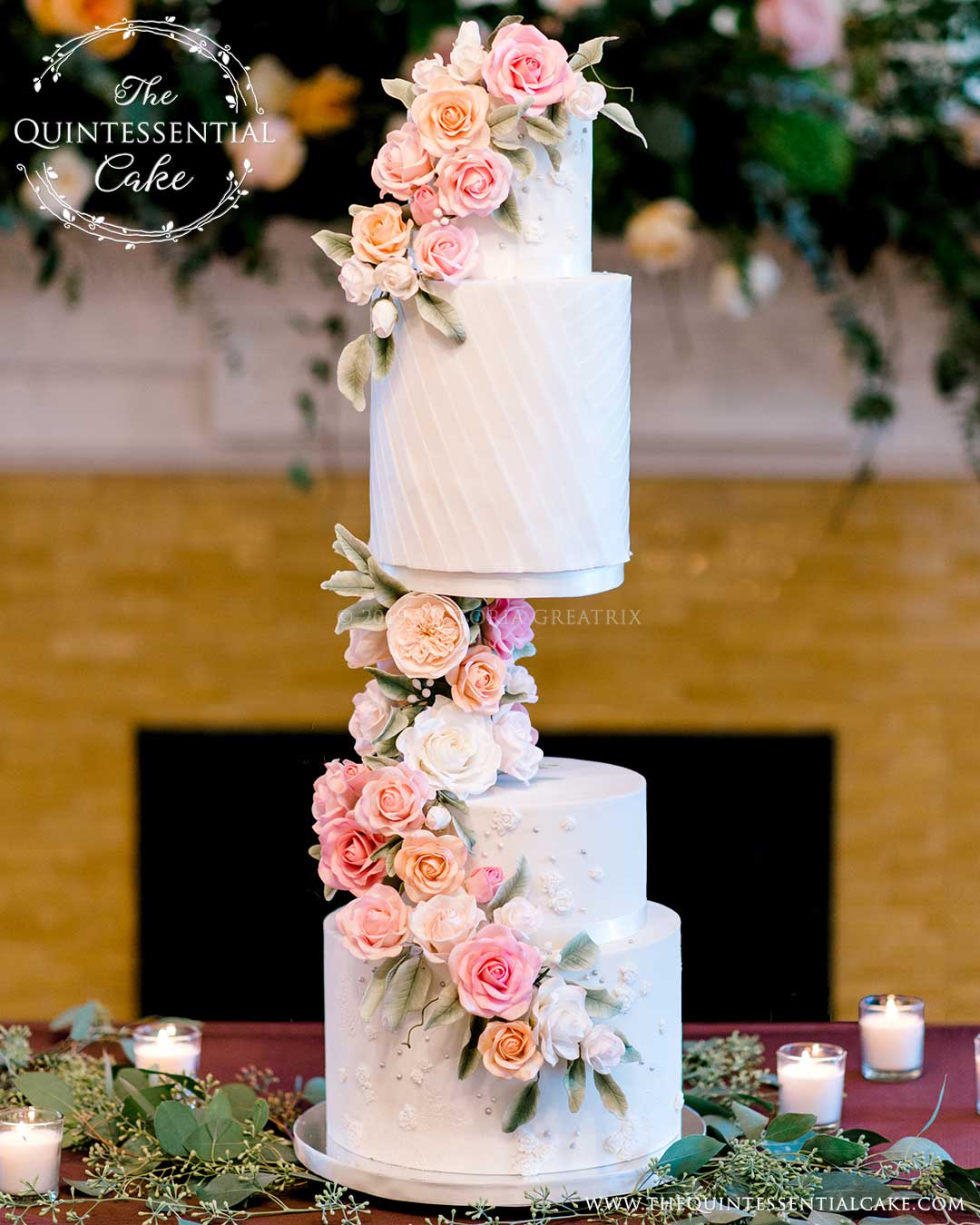 TQC Floating Tier Cake | The Quintessential Cake | Chicago | Luxury Wedding Cakes | Wilder Mansion