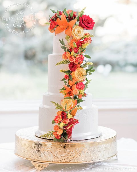 TQC Wedding Cake with Fresh Flowers | The Quintessential Cake | Chicago | Luxury Wedding Cakes | The Haley Mansion | Joliet