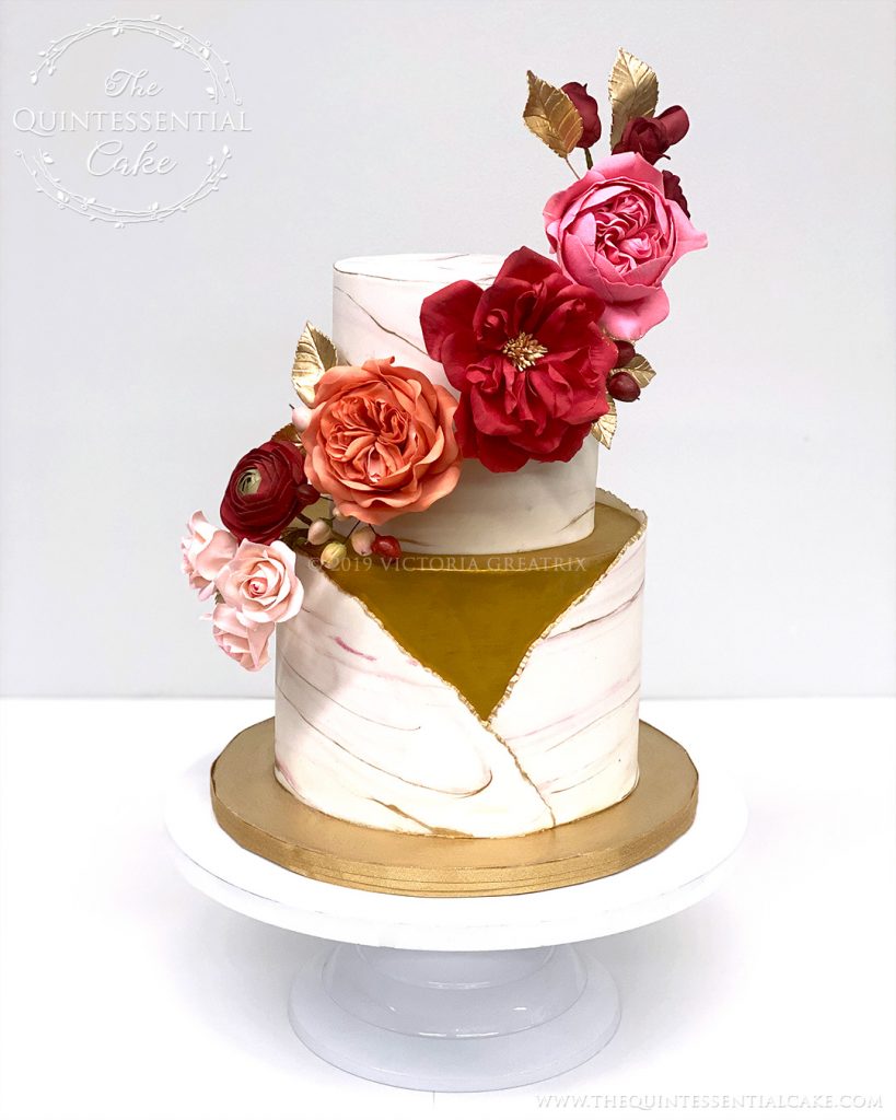TQC Small Wedding Cake with Sugar Flowers | The Quintessential Cake | Wheaton | Chicago | Wedding Cakes