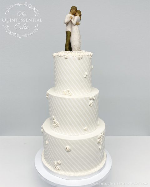 TQC Wedding Cake with Willow Tree "Promise" Topper | The Quintessential Cake | Wheaton | Chicago | Wedding Cakes |